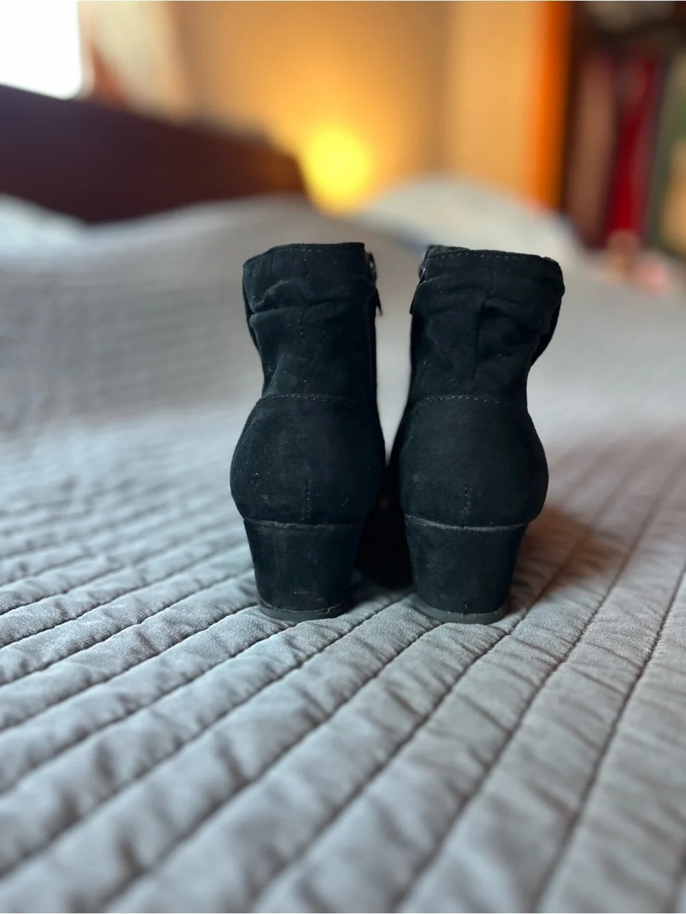 Nine West Black Kid's Wedge Ankle Boots with Side Zipper